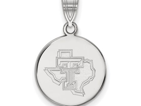 14k White Gold Texas Tech U. Medium Pendant For Discount