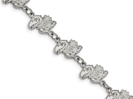 Stainless Steel University of Kansas Link Bracelet, 7 to 8.5 Inch Online now