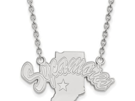 10k White Gold Indiana State Lg Logo Pendant Necklace For Discount