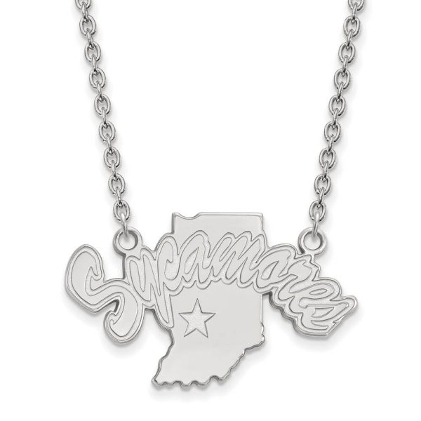 10k White Gold Indiana State Lg Logo Pendant Necklace For Discount