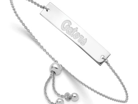 Sterling Silver Rhodium Plated UF Gators Adjustable Bracelet, 9 Inch For Sale