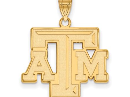 10k Yellow Gold Texas A&M U. Large Fancy  TAM  Pendant Hot on Sale