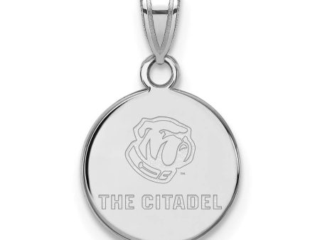 10K White Gold The Citadel Small Bulldogs Disc Pendant Hot on Sale