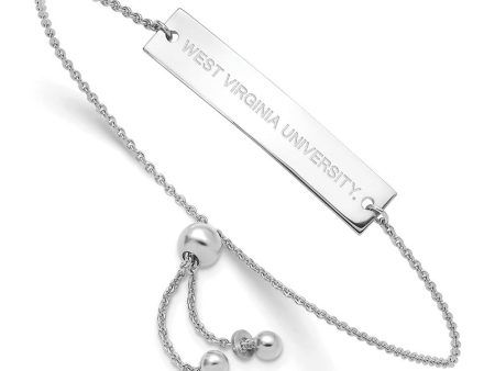 Sterling Silver Rhodium Plated West Virginia Adj Bar Bracelet, 9 Inch Online Sale