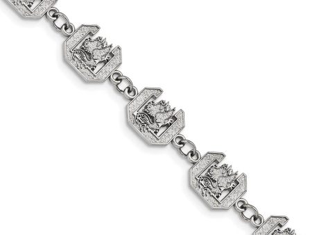 Stainless Steel U. of South Carolina Link Bracelet, 7.5 to 9 Inch Cheap