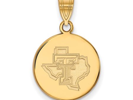 10k Yellow Gold Texas Tech U. Medium Pendant Hot on Sale