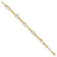 14k Two Tone Gold, Italian 7mm Link Chain Bracelet, 7 Inch Fashion