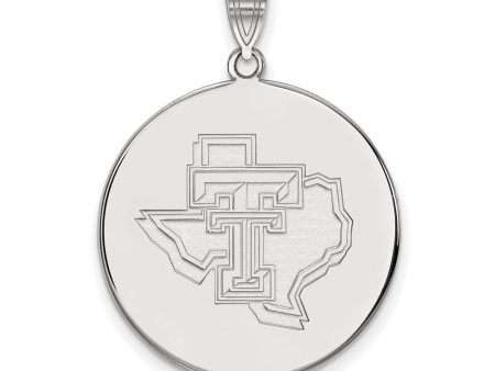 10k White Gold Texas Tech U. XL Disc Pendant For Sale