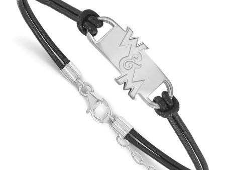 Sterling Silver Rhodium Plated William & Mary Leather Adj. Bracelet Online now