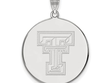 10k White Gold Texas Tech U. XL  TT  Disc Pendant Hot on Sale