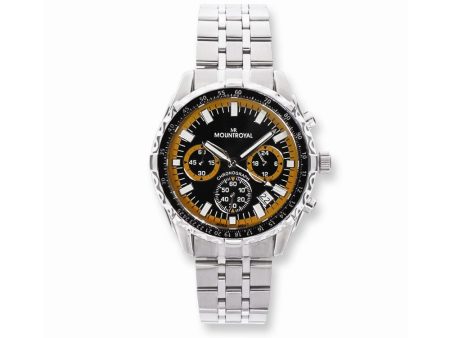 Mountroyal Mens Stainless Steel Orange Dial Chrono Watch Supply