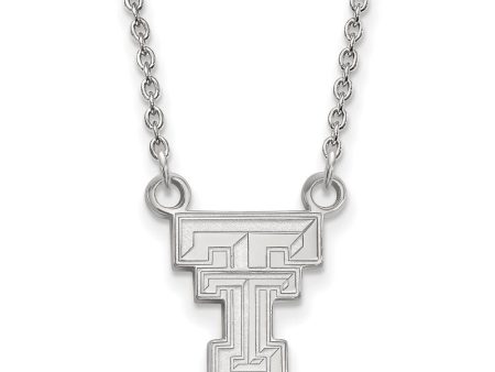 10k White Gold Texas Tech U Small  TT  Pendant Necklace For Discount