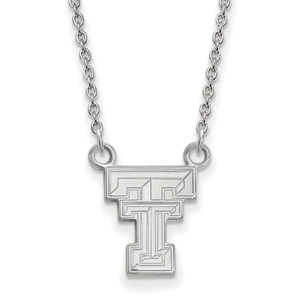 10k White Gold Texas Tech U Small  TT  Pendant Necklace For Discount