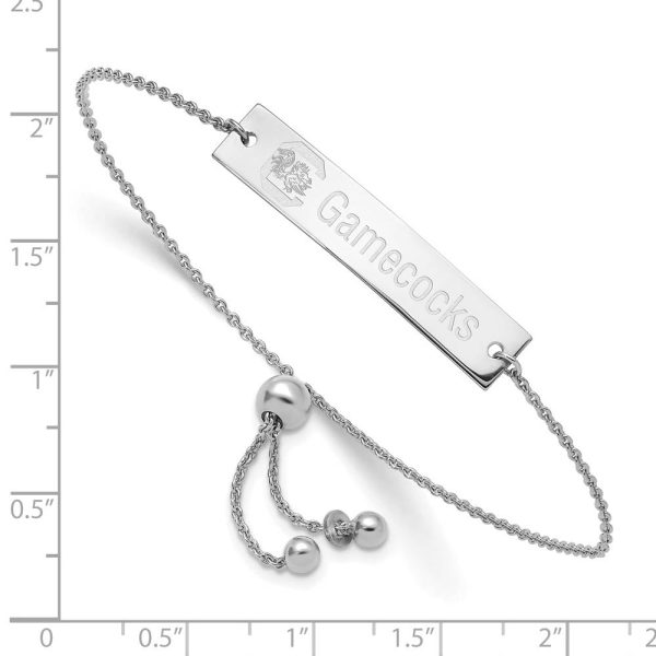 Sterling Silver Rhodium Plated S.C. Gamecocks Bar Adj Bracelet, 9 Inch Discount