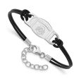 Sterling Silver Rhodium Plated Ohio State Leather Bracelet, 7 Inch Hot on Sale