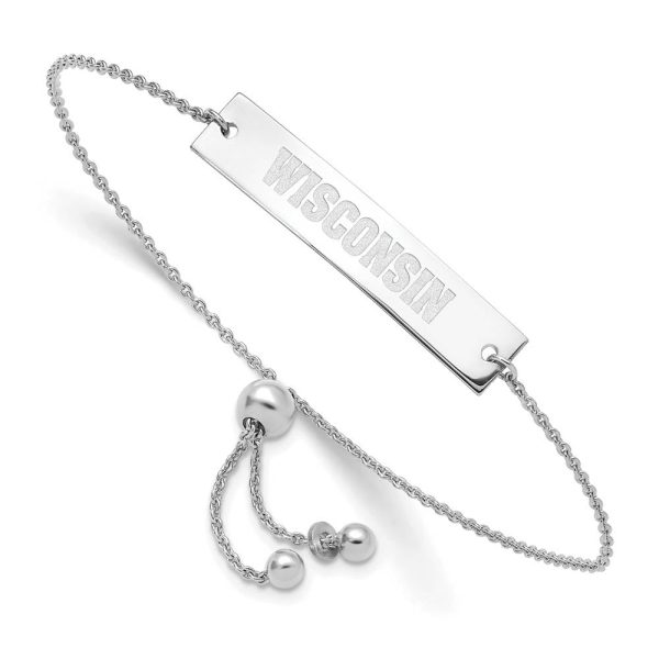 Sterling Silver Rhodium Plated Wisconsin Adj Bar Bracelet, 9 Inch Online