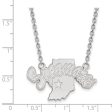 10k White Gold Indiana State Lg Logo Pendant Necklace For Discount