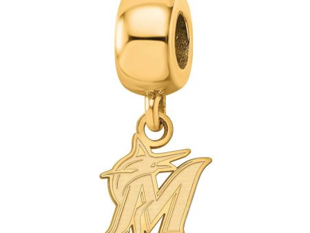 14KY Gold Plated Sterling Silver MLB Miami Marlins XS Dangle Bead For Sale