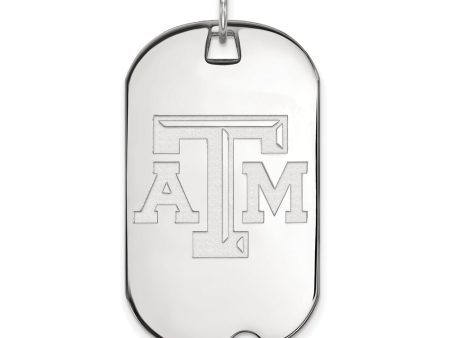 14k White Gold Texas A&M U. Large Dog Tag Pendant For Sale