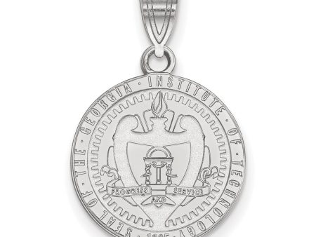 10K White Gold Georgia Institute of Technology MD Disc Crest Pendant Cheap