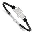 Sterling Silver Wake Forest U. Sm Leather Bracelet, 7 Inch on Sale