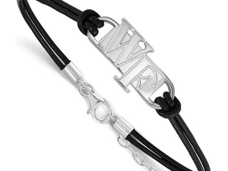 Sterling Silver Wake Forest U. Sm Leather Bracelet, 7 Inch on Sale