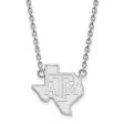 10k White Gold Texas A&M U Large State Pendant Necklace Fashion