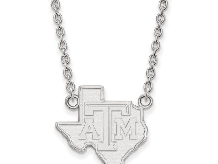 10k White Gold Texas A&M U Large State Pendant Necklace Fashion