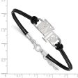 Sterling Silver Wake Forest U. Sm Leather Bracelet, 7 Inch on Sale