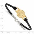 14K Yellow Gold Plated S.S. MLB Seattle Mariners Leather Bracelet 7 In Fashion