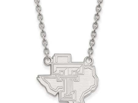 14k White Gold Texas Tech U Large Pendant Necklace Cheap