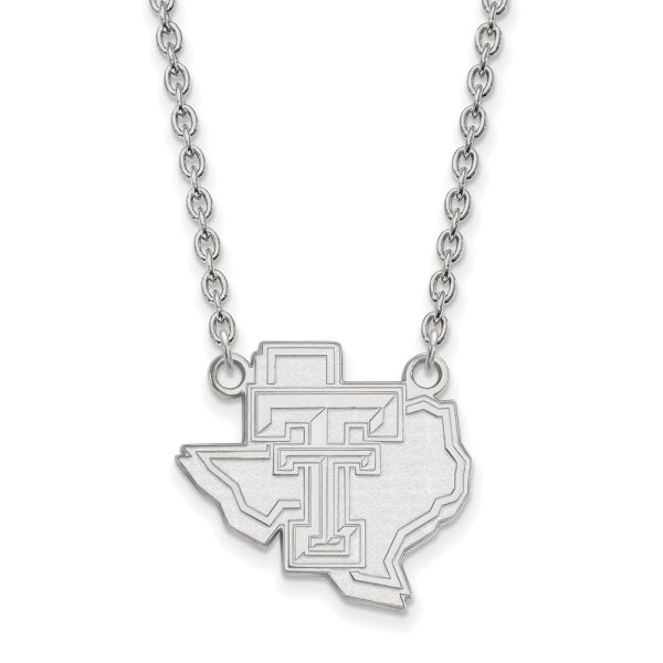 14k White Gold Texas Tech U Large Pendant Necklace Cheap