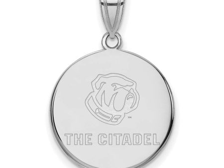 10K White Gold The Citadel Large Bulldogs Disc Pendant Online Hot Sale