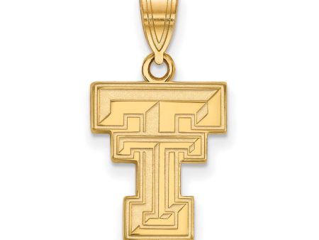 14k Gold Plated Silver Texas Tech U. Medium  TT  Pendant For Discount