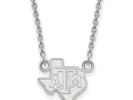 10k White Gold Texas A&M U Small  TAM  State Pendant Necklace Online Hot Sale