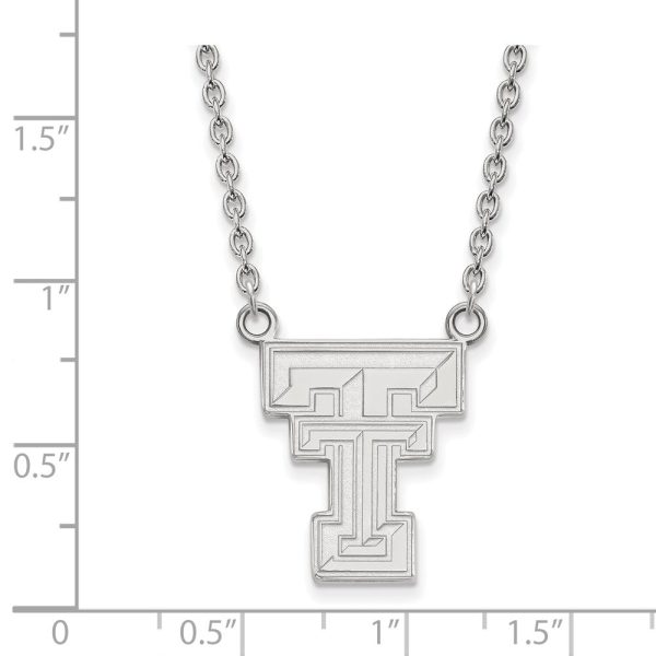 10k White Gold Texas Tech U Large  TT  Pendant Necklace For Cheap