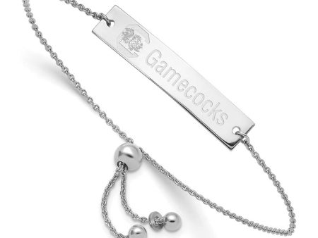 Sterling Silver Rhodium Plated S.C. Gamecocks Bar Adj Bracelet, 9 Inch Discount