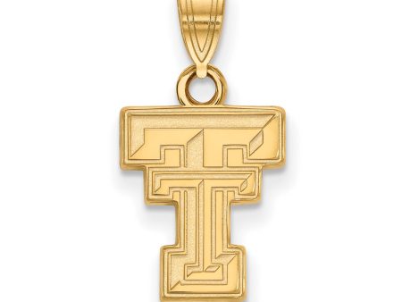 14k Gold Plated Silver Texas Tech U. Small  TT  Pendant Discount