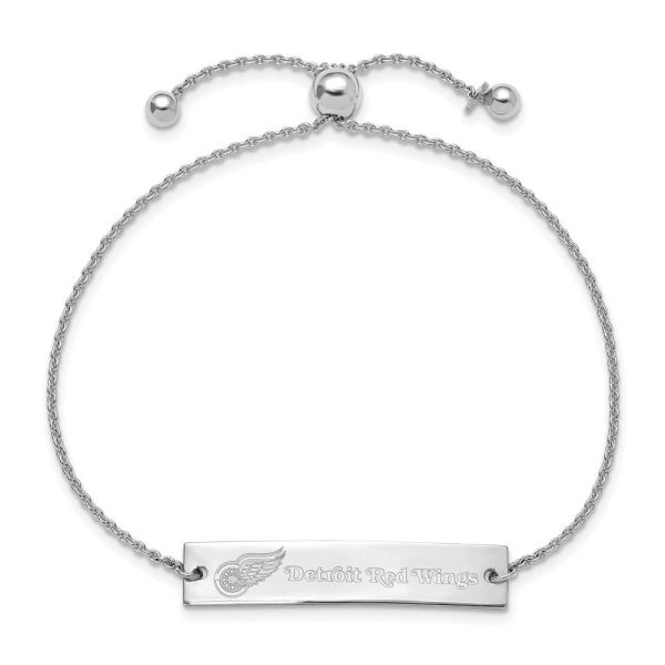 Sterling Silver Rhodium Plated NHL Detroit Red Wings Bracelet, 9 Inch For Sale