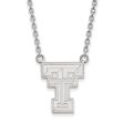 10k White Gold Texas Tech U Large  TT  Pendant Necklace For Cheap