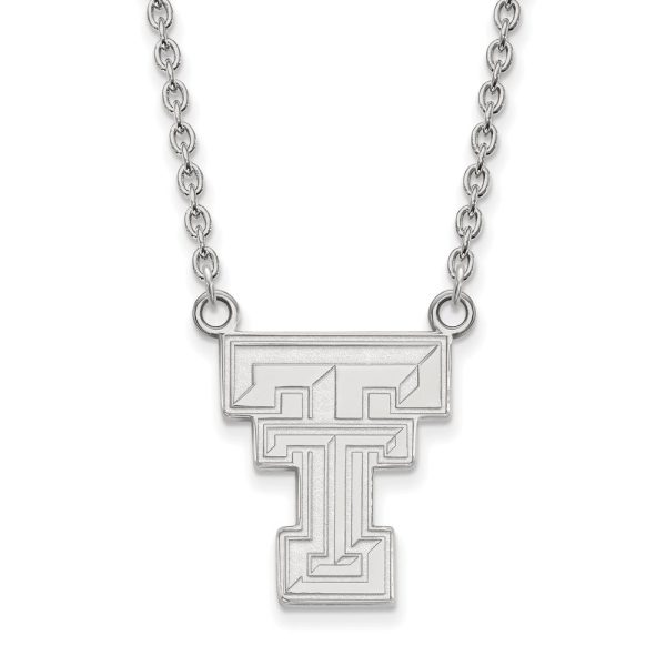 10k White Gold Texas Tech U Large  TT  Pendant Necklace For Cheap