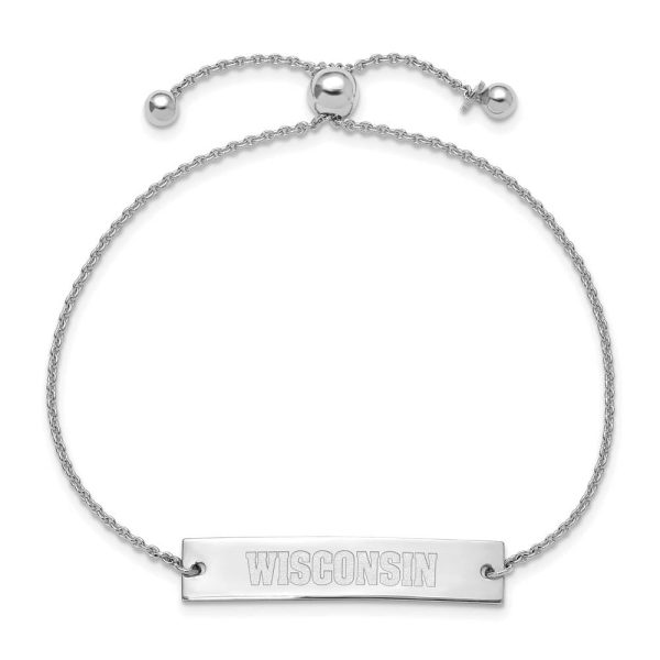 Sterling Silver Rhodium Plated Wisconsin Adj Bar Bracelet, 9 Inch Online