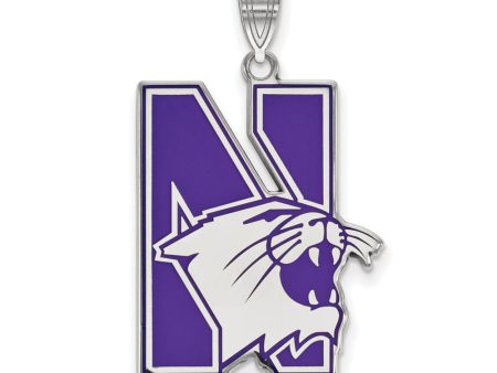 Sterling Silver Northwestern U. XL Enamel Pendant on Sale