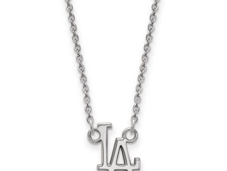 10K White Gold MLB Los Angeles Dodgers Small Pendant Necklace, 18 Inch For Discount