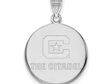 10K White Gold The Citadel Large Logo Disc Pendant Discount