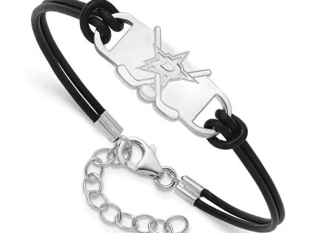 Sterling Silver Rhodium Plated NHL Dallas Stars Leather Bracelet, 7 In Supply