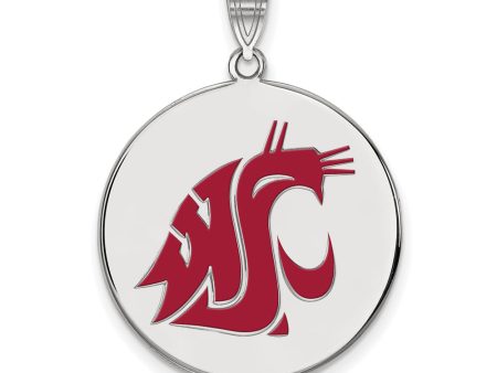 Sterling Silver Washington State XL Enamel Mascot Disc Pendant Discount