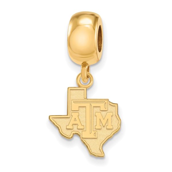 14k Gold Plated Silver Texas A&M University Sm Dangle Bead Charm on Sale