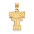 14k Gold Plated Silver Texas Tech U. Large  TT  Pendant Discount