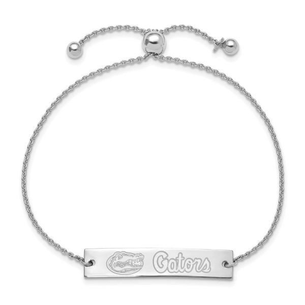 Sterling Silver Rhodium Plated U. of Florida Bar Adj Bracelet, 9 Inch For Discount